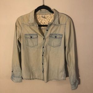 Vintage Style Chambray Shirt with Lace Details